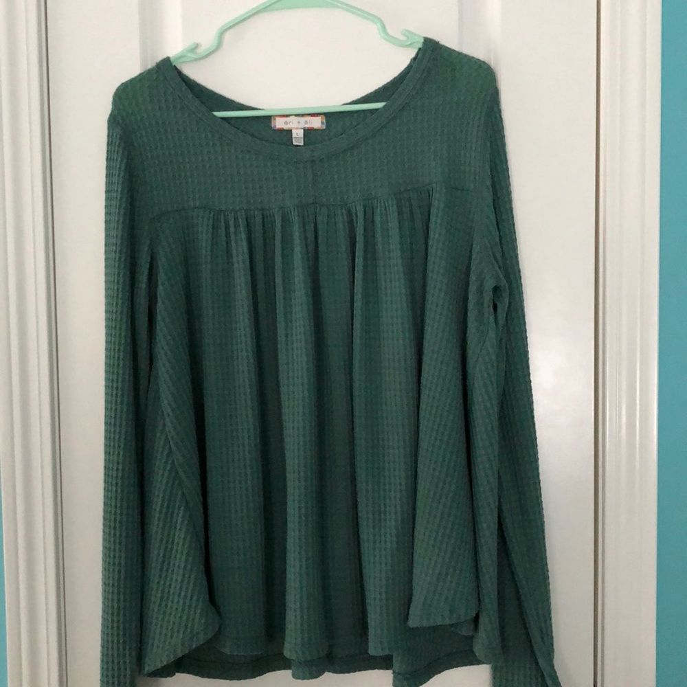 Green Long Sleeve Anthropologie Shirt/Blouse